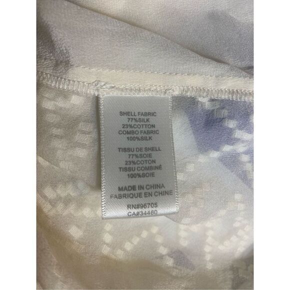 Rebecca Taylor Womens Cream Sheer Clip Dot Textured Silk Blend V Neck Top Size 4 - Picture 6 of 6